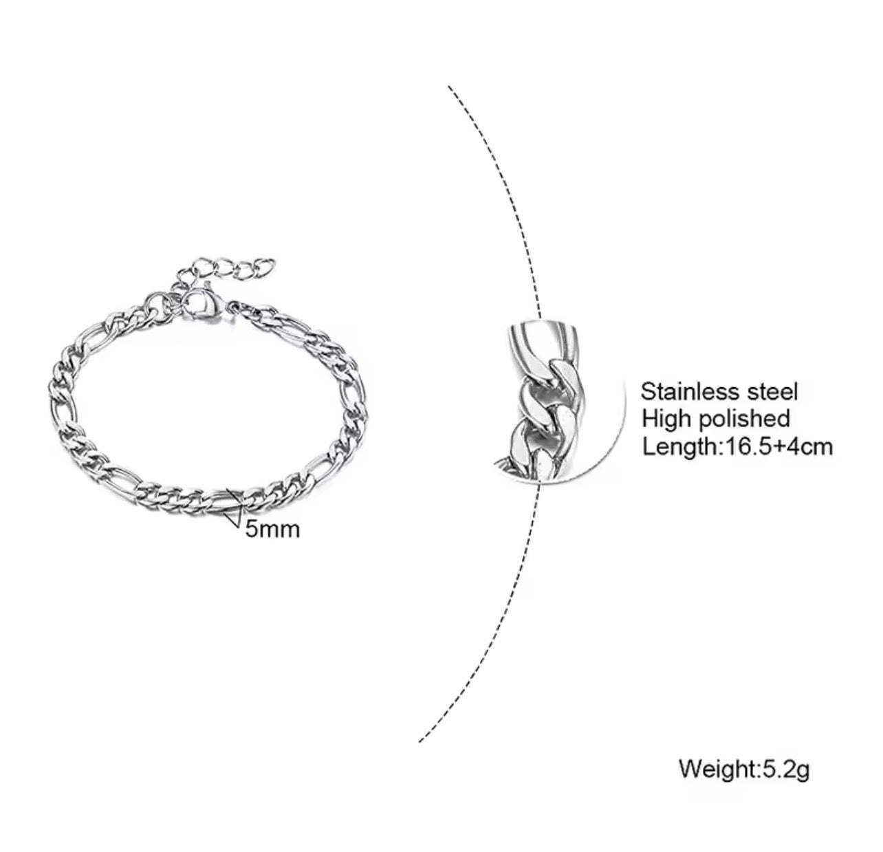 Figaro Men's Bracelet – Silver Stainless Steel
