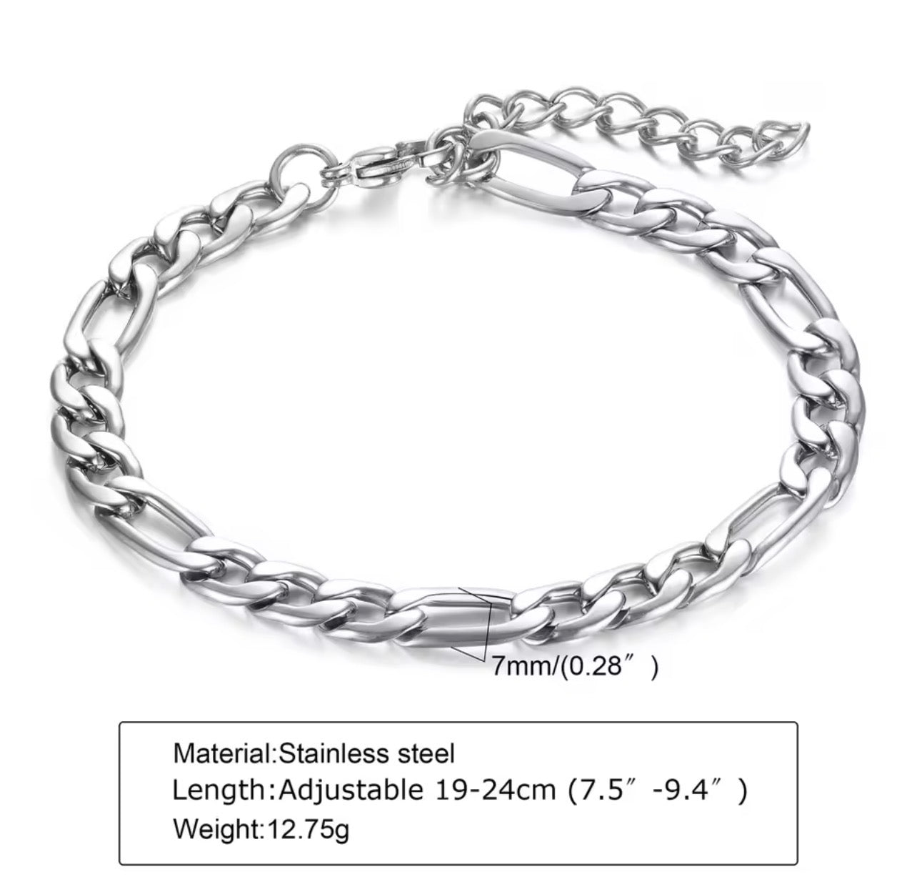 Figaro Men's Bracelet – Silver Stainless Steel